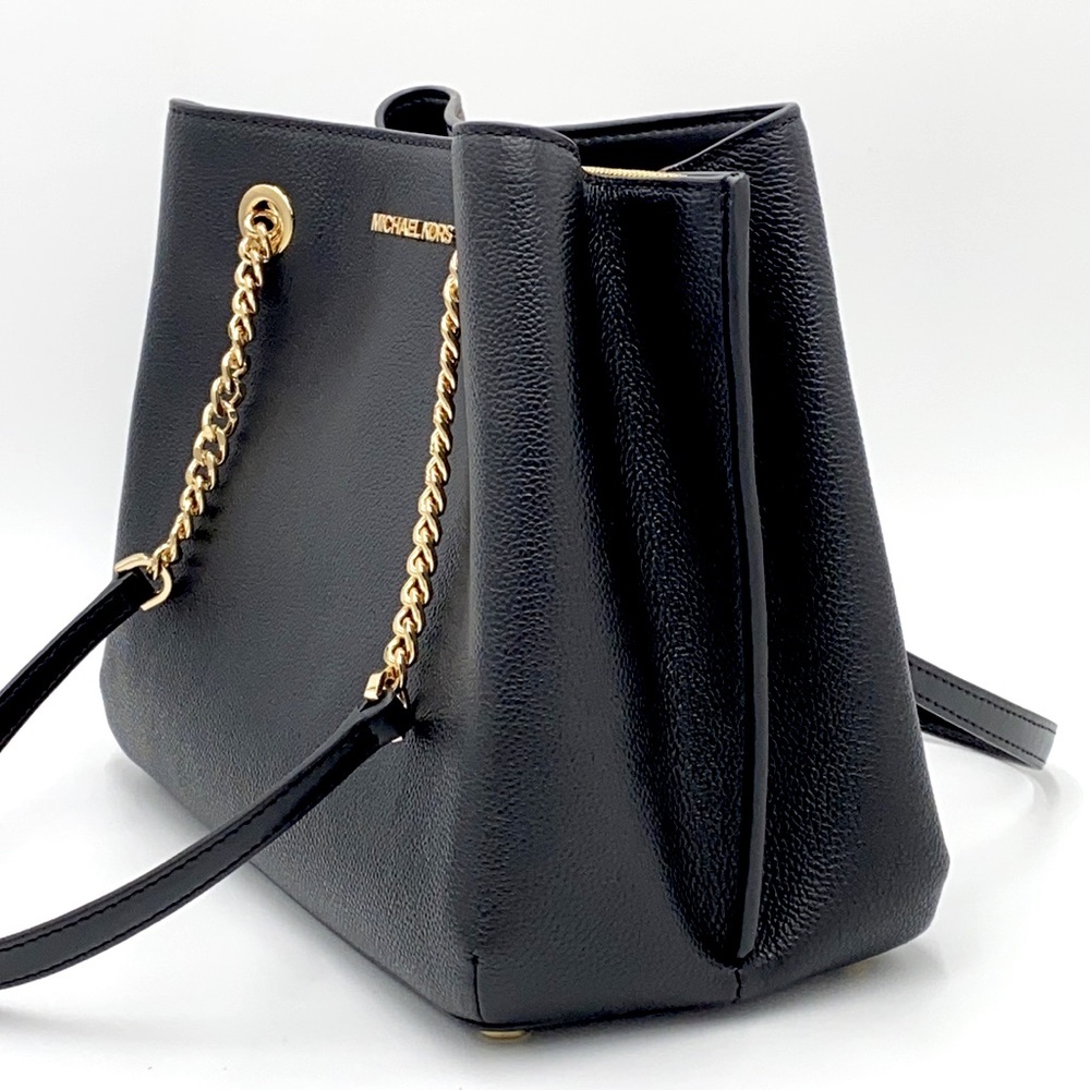 MICHAEL KORS TEAGEN LG LONG DROP SATCHEL BLACK - Picture 7 of 16